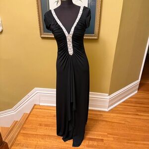 JS Boutique Black Maxi Dress with Silver Trim
